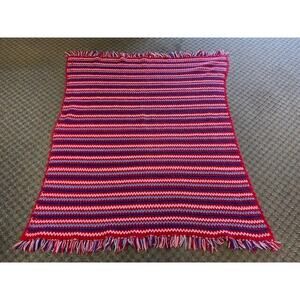 Vintage Y2K Handmade Crochet Afghan Throw Blanket 62x51 Grandmacore Boho Cottage